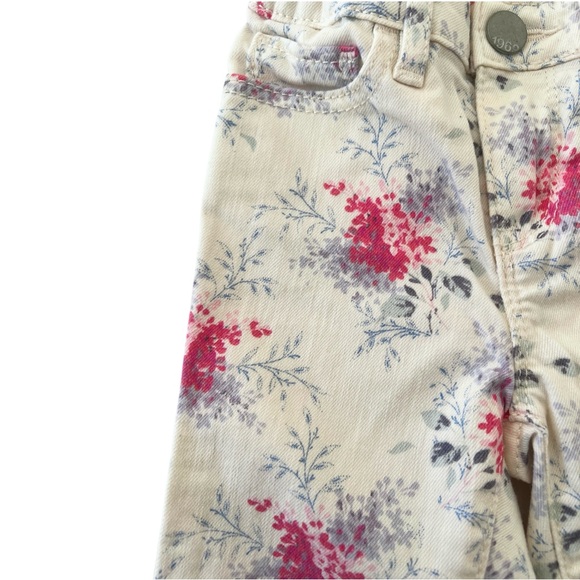 Baby GAP 1969 Romantic Floral Super Skinny Jeans - Cream & Pink | Girls 3T - Picture 5 of 9